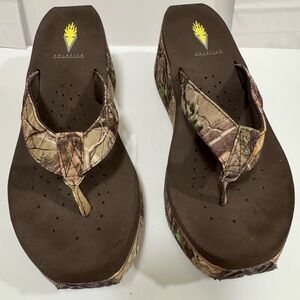Volatile Brown Camo Wedge Sandals